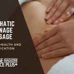 Close-up view of a Lymphatic Drainage Massage session, focusing on a person's back with a therapist's hands applying gentle pressure, illustrating the technique for enhanced health and detoxification.