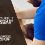 Here is an alt text using your specified format: "Massage therapist providing a treatment to a client, Guide to Liability Insurance."